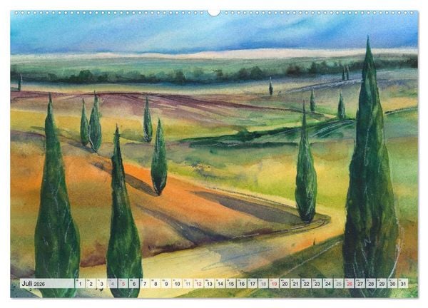 Produktbild: B&auml;ume in Aquarell (hochwertiger Premium Wandkalender 2026 DIN A2 quer), Kunstdruck in Hochglanz