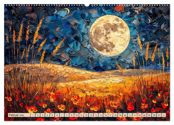 Produktbild: Blumenn&auml;chte im Mondlicht - Poesie des Himmels und der Erde (hochwertiger Premium Wandkalender 2026 DIN A2 quer), Kunstdruck in Hochglanz