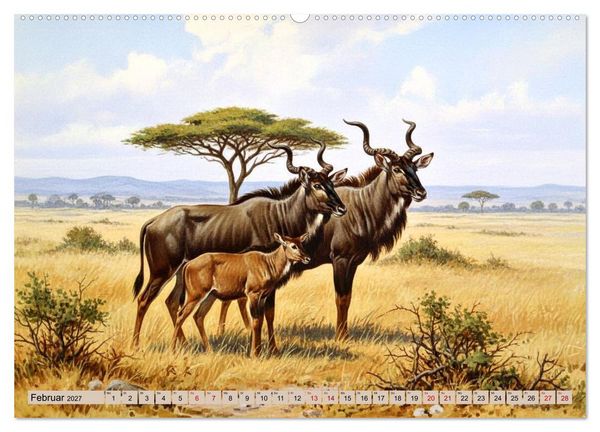 Produktbild: Afrikas Tiere wie aus alten B&uuml;chern (Wandkalender 2027 DIN A2 quer), CALVENDO Monatskalender