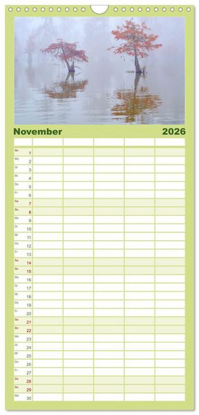 Produktbild: Familienplaner 2026 - Natur Paradies Mississippi Delta mit 5 Spalten (Wandkalender, 21 x 45 cm) CALVENDO