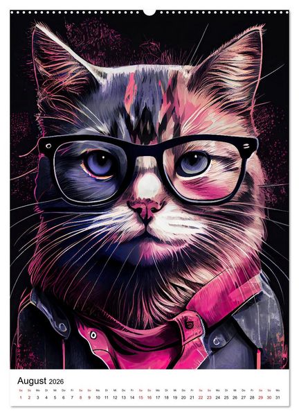 Produktbild: Hipster Katzen (Wandkalender 2026 DIN A2 hoch), CALVENDO Monatskalender