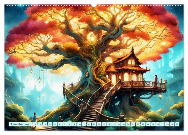 Produktbild: Ein Jahr im Baumhausparadies (hochwertiger Premium Wandkalender 2026 DIN A2 quer), Kunstdruck in Hochglanz