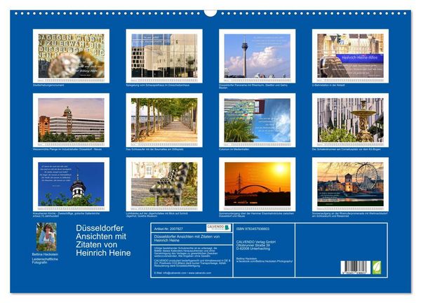 Produktbild: D&uuml;sseldorfer Ansichten mit Zitaten von Heinrich Heine (Wandkalender 2026 DIN A2 quer), CALVENDO Monatskalender