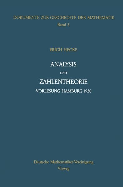 Analysis und Zahlentheorie, Taschenbuch von Erich Hecke, Vieweg & Teubner, 9783322891716