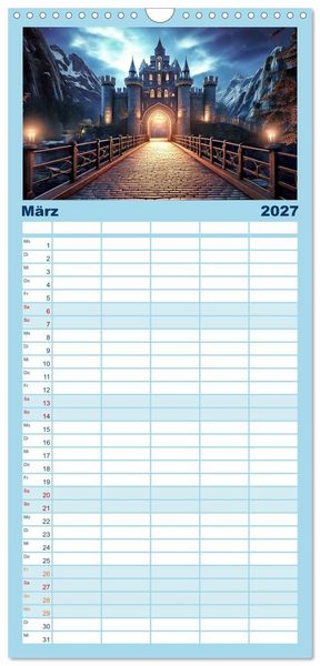 Produktbild: Familienplaner 2027 - Romantische Ritterburgen mit 5 Spalten (Wandkalender, 21 x 45 cm) CALVENDO