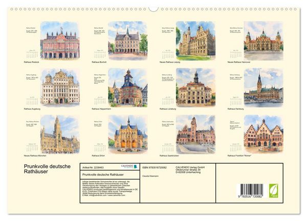 Produktbild: Prunkvolle deutsche Rath&auml;user (hochwertiger Premium Wandkalender 2026 DIN A2 quer), Kunstdruck in Hochglanz