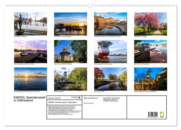 Produktbild: EMDEN, Seehafenstadt in Ostfriesland (Wandkalender 2026 DIN A2 quer), CALVENDO Monatskalender