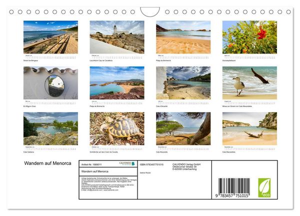Produktbild: Wandern auf Menorca (Wandkalender 2026 DIN A4 quer), CALVENDO Monatskalender