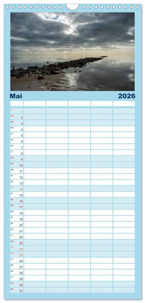 Produktbild: Familienplaner 2026 - Faszination Meer und Wolken mit 5 Spalten (Wandkalender, 21 x 45 cm) CALVENDO
