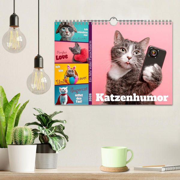 Produktbild: Katzenhumor - Ein Jahr voller Flauschalarm (Wandkalender 2026 DIN A4 quer), CALVENDO Monatskalender
