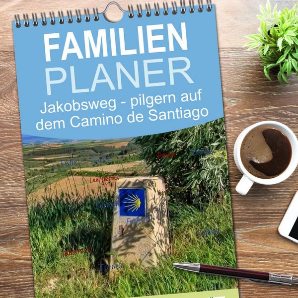 Produktbild: Familienplaner 2026 - Jakobsweg - pilgern auf dem Camino de Santiago mit 5 Spalten (Wandkalender, 21 x 45 cm) CALVENDO