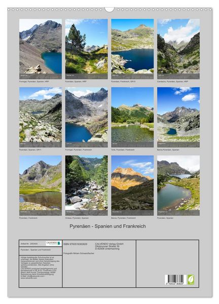 Produktbild: Pyren&auml;en - Spanien und Frankreich (Wandkalender 2026 DIN A2 hoch), CALVENDO Monatskalender