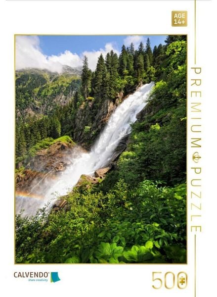 CALVENDO Puzzle Regenbogen an den Krimmler Wasserfällen | 500 Teile Lege-Größe 48 × 36 cm Foto-Puzzle für Erwachsene