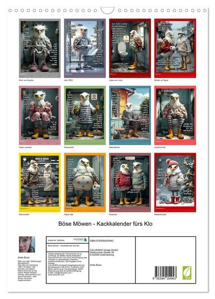 Produktbild: B&ouml;se M&ouml;wen - Kackkalender f&uuml;rs Klo (Wandkalender 2027 DIN A3 hoch), CALVENDO Monatskalender