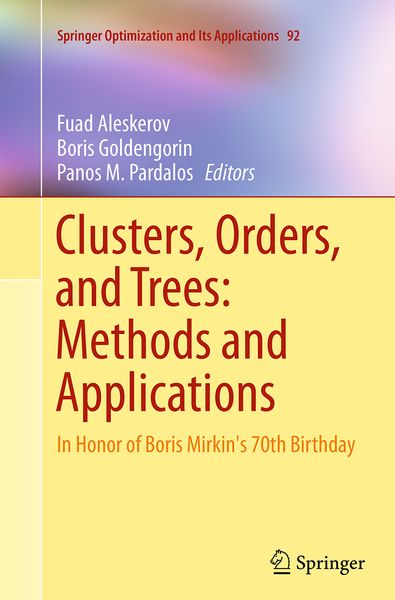 Produktbild: Clusters, Orders, and Trees: Methods and Applications