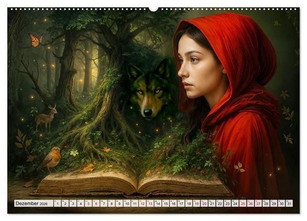 Produktbild: Magische Welt der B&uuml;cher - Fantastische Abenteuer zwischen den Seiten (hochwertiger Premium Wandkalender 2026 DIN A2 quer), Kunstdruck in Hochglanz