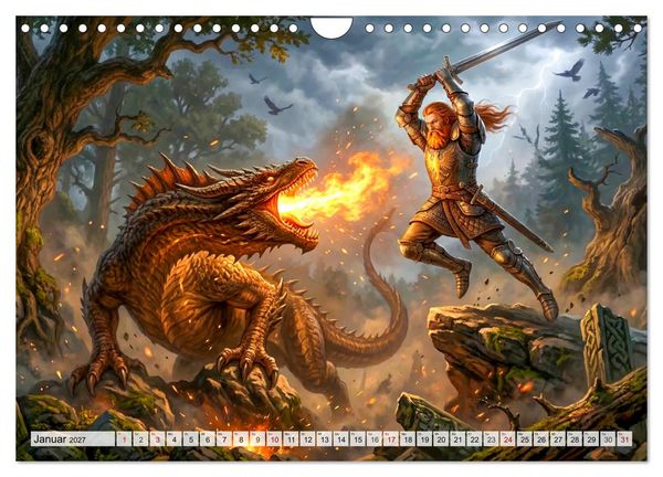 Produktbild: Deutsche Sagen - Helden, D&auml;monen, Mythen (Wandkalender 2027 DIN A4 quer), CALVENDO Monatskalender