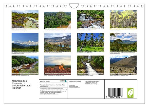 Produktbild: Naturparadies Kolumbien - Landschaften zum Tr&auml;umen (Wandkalender 2026 DIN A4 quer), CALVENDO Monatskalender