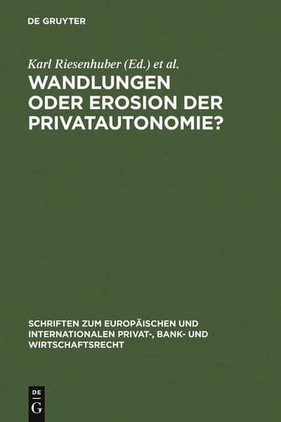 Produktbild: Wandlungen oder Erosion der Privatautonomie?