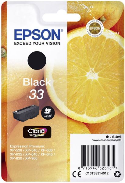 Epson Druckerpatrone T3331, 33 Original Schwarz C13T33314012