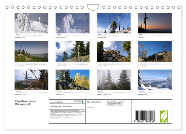 Produktbild: Gipfelkreuze im B&ouml;hmerwald (Wandkalender 2026 DIN A4 quer), CALVENDO Monatskalender