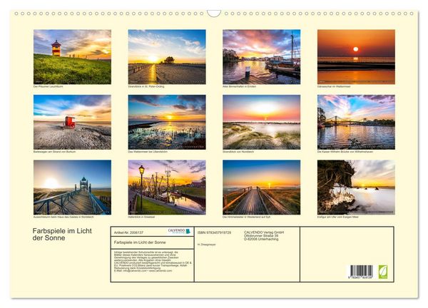 Produktbild: Farbspiele im Licht der Sonne (Wandkalender 2026 DIN A2 quer), CALVENDO Monatskalender