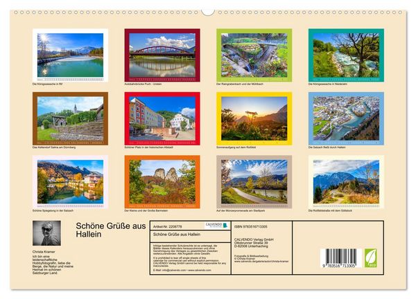 Produktbild: Sch&ouml;ne Gr&uuml;&szlig;e aus Hallein (hochwertiger Premium Wandkalender 2026 DIN A2 quer), Kunstdruck in Hochglanz