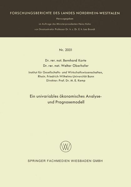 Produktbild: Ein univariables &ouml;konomisches Analyse- und Prognosemodell
