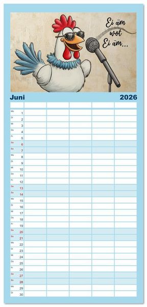 Produktbild: Familienplaner 2026 - Verr&uuml;cktes H&uuml;hnervolk mit 5 Spalten (Wandkalender, 21 x 45 cm) CALVENDO