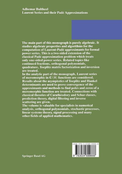 Produktbild: Laurent Series and their Pad&eacute; Approximations