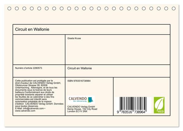 Produktbild: Circuit en Wallonie (Calendrier de bureau 2026 DIN A5 vertical), CALVENDO calendrier mensuel