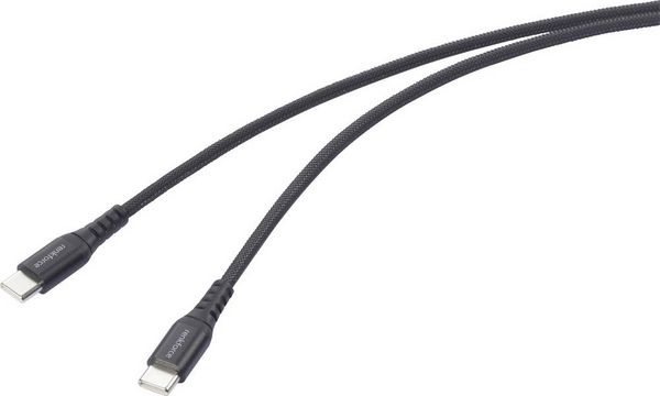 Renkforce USB-Kabel USB 2.0 USB-C Stecker, USB-C Stecker 1.00 m Schwarz hochflexibel, Extrem robuste Geflechtschirmung RF-6872330