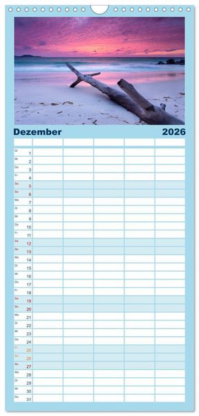 Produktbild: Familienplaner 2026 - Seychellen mit 5 Spalten (Wandkalender, 21 x 45 cm) CALVENDO