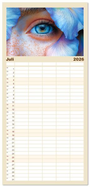 Produktbild: Familienplaner 2026 - Iris Kunstkalender - Die faszinierende Welt der magischen Augen mit 5 Spalten (Wandkalender, 21 x 45 cm) CALVENDO