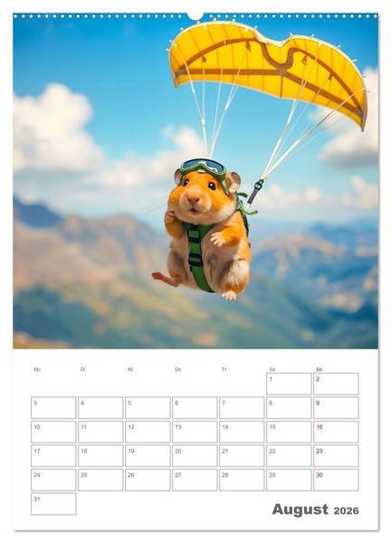Produktbild: Adventure Hamster - Sportliche KI Hamster pr&auml;sentieren den Abenteuer-Sport (Wandkalender 2026 DIN A2 hoch), CALVENDO Monatskalender
