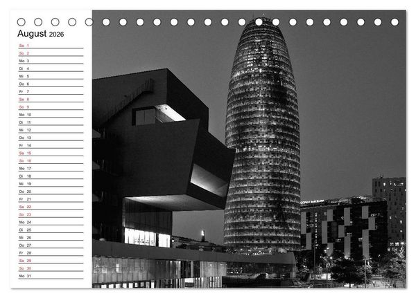 Produktbild: Barcelona Schwarz / Wei&szlig; Impressionen (Tischkalender 2026 DIN A5 quer), CALVENDO Monatskalender