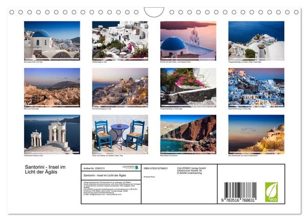 Produktbild: Santorini - Insel im Licht der &Auml;g&auml;is (Wandkalender 2027 DIN A4 quer), CALVENDO Monatskalender