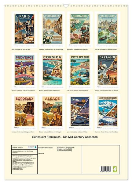 Produktbild: Sehnsucht Frankreich - Die Mid-Century Collection (Wandkalender 2027 DIN A2 hoch), CALVENDO Monatskalender