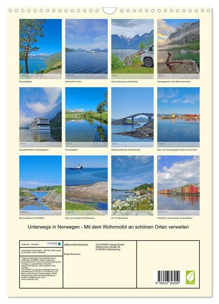 Produktbild: Unterwegs in Norwegen - Mit dem Wohnmobil an sch&ouml;nen Orten verweilen (Wandkalender 2026 DIN A3 hoch), CALVENDO Monatskalender