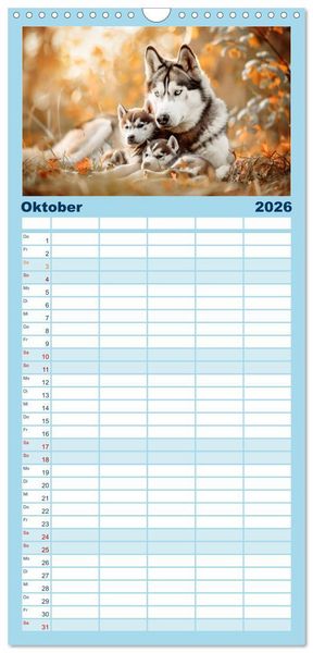 Produktbild: Familienplaner 2026 - Tierkinder des Nordens mit 5 Spalten (Wandkalender, 21 x 45 cm) CALVENDO