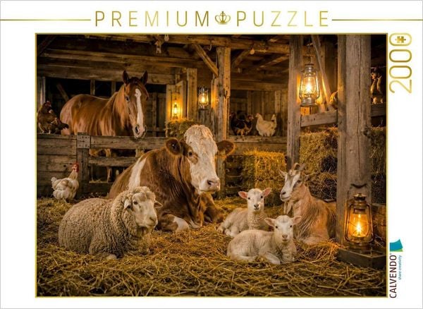 CALVENDO Puzzle Abendruhe im Stall | 2000 Teile Lege-Größe 90x67cm Foto-Puzzle für glückliche Stunden