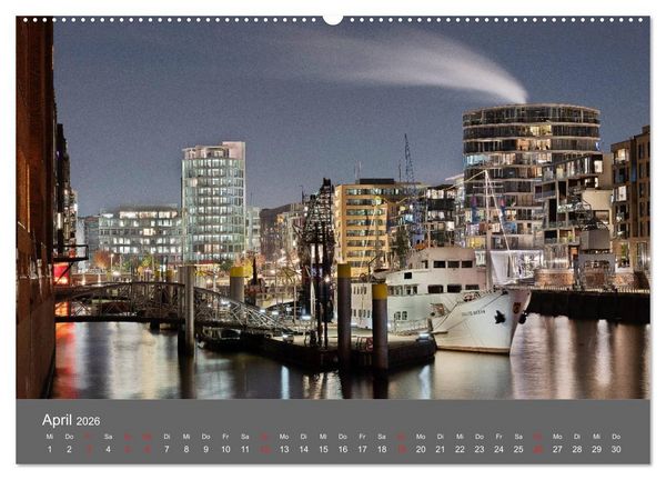 Produktbild: Nightwalk - Hamburg (Wandkalender 2026 DIN A2 quer), CALVENDO Monatskalender