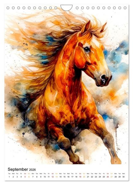 Produktbild: Watercolor Horses (Wall Calendar 2026 DIN A4 portrait), CALVENDO 12 Month Wall Calendar