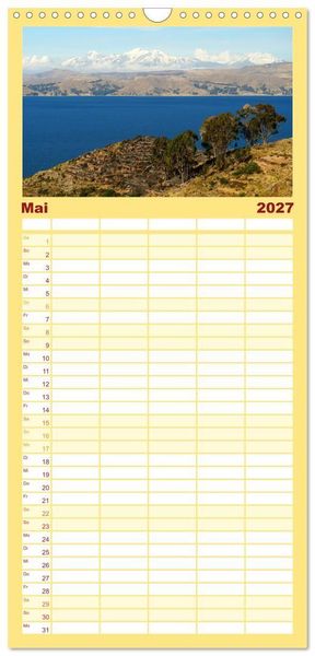 Produktbild: Familienplaner 2027 - Bolivien - Eine Wanderreise mit 5 Spalten (Wandkalender, 21 x 45 cm) CALVENDO