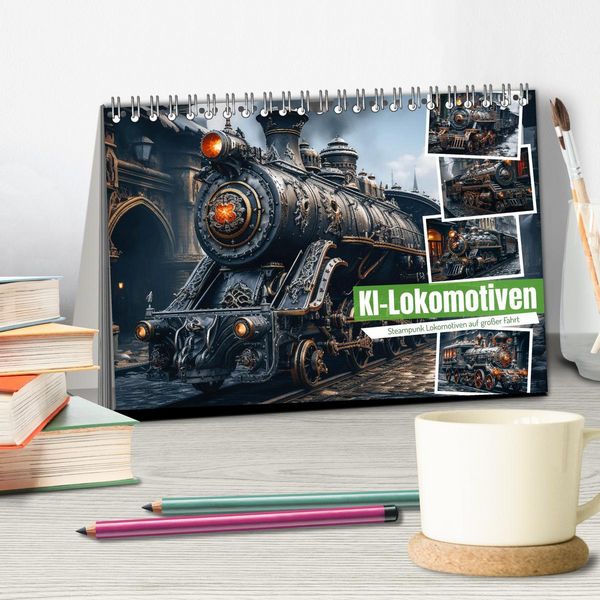 Produktbild: KI-Lokomotiven (Tischkalender 2026 DIN A5 quer), CALVENDO Monatskalender