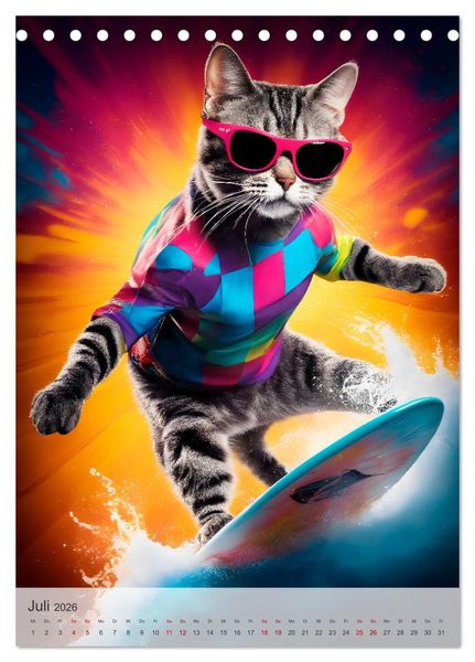 Produktbild: Outdoorsport f&uuml;r Katzen (Tischkalender 2026 DIN A5 hoch), CALVENDO Monatskalender
