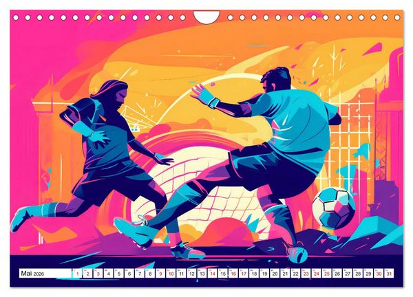 Produktbild: Magie des Fussballs - Illustrierte Emotionen auf dem Rasen (Wandkalender 2026 DIN A4 quer), CALVENDO Monatskalender