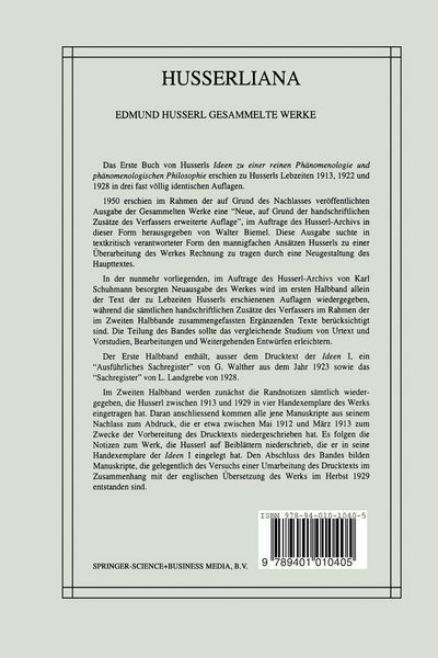 Produktbild: Ideen zu einer Reinen Ph&auml;nomenologie und Ph&auml;nomenologischen Philosophie