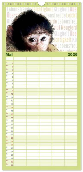 Produktbild: Familienplaner 2026 - Mein wildes Krafttier voller Achtsamkeit mit 5 Spalten (Wandkalender, 21 x 45 cm) CALVENDO