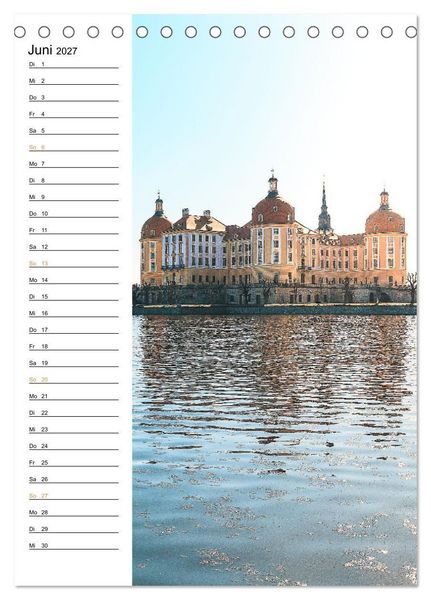 Produktbild: Sachsens Burgen und Schl&ouml;sser - Beschreibbarer Kalender mit Ortsangaben (Tischkalender 2027 DIN A5 hoch), CALVENDO Monatskalender
